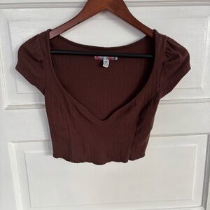 Urban Outfitters Chocolate Ribbed Crop Top